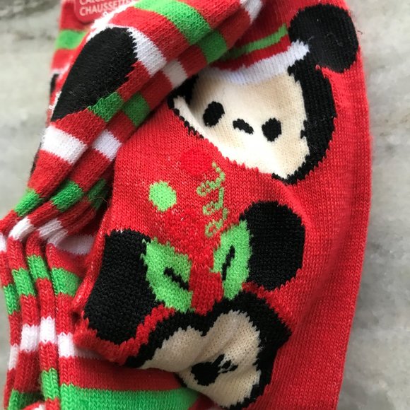 Set of 2 Pairs of Mickey & Minnie Mouse Tsum Tsum Christmas Hoilday Socks NEW - Picture 4 of 5